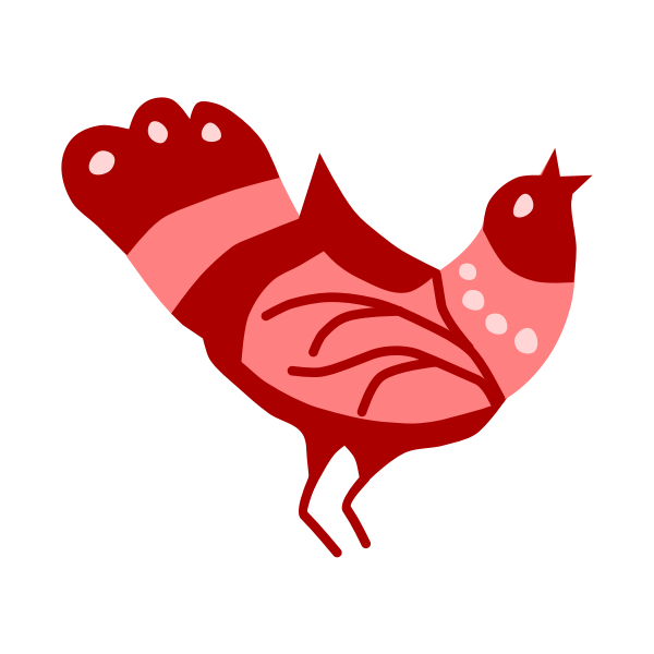SVG Red folk art bird vector clip art