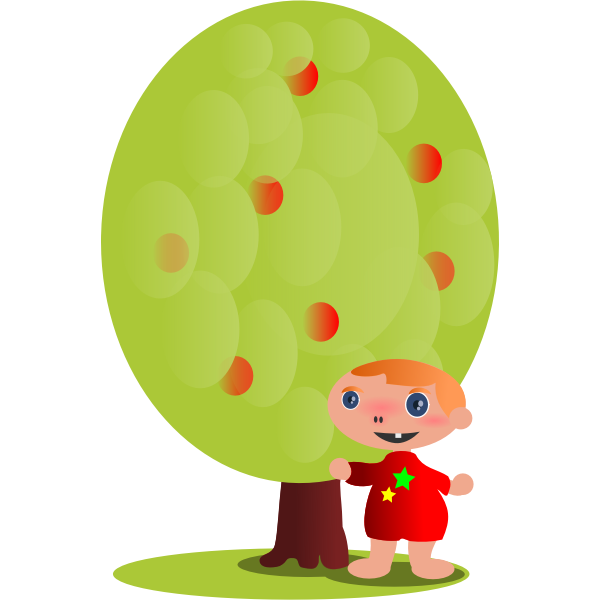SVG red fruit tree with a baby