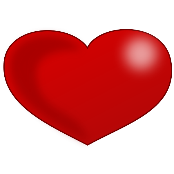 SVG Red Glossy Valentine heart vector drawing