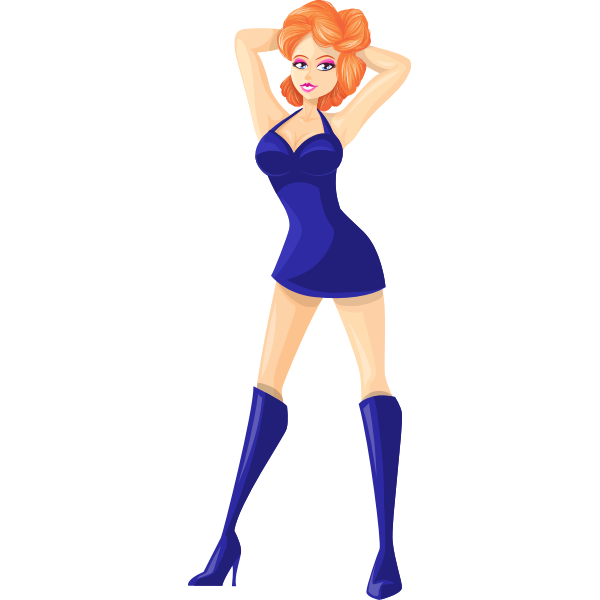 SVG Red-haired girl in blue clothes