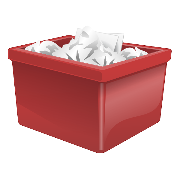 SVG Red plastic box filled with paper vector clip art