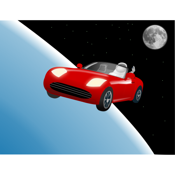 SVG Red roadster car in space