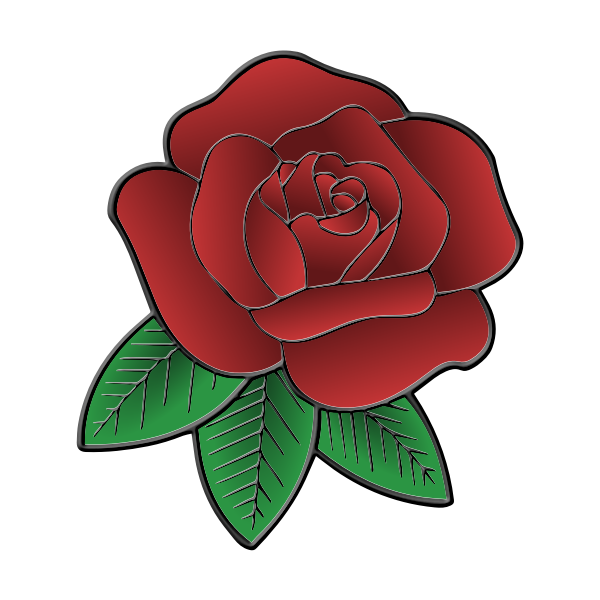 SVG Red rose with leaves