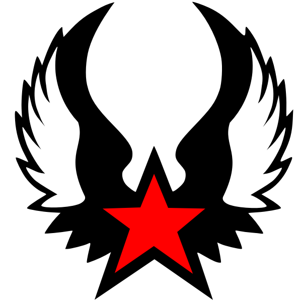 SVG Red winged star vector image