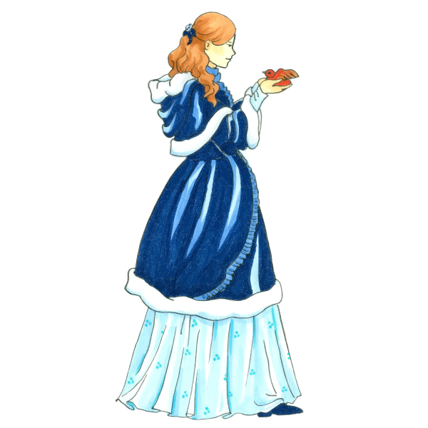 SVG Regal woman nursing a bird vector drawing