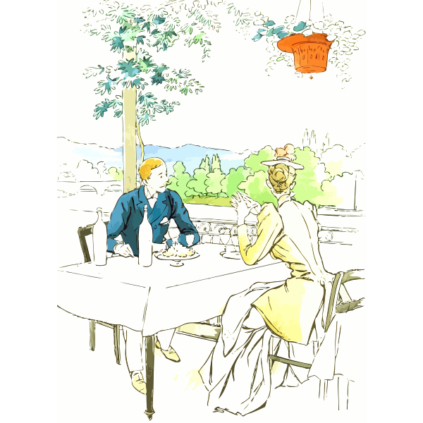 SVG Retro dinner couple