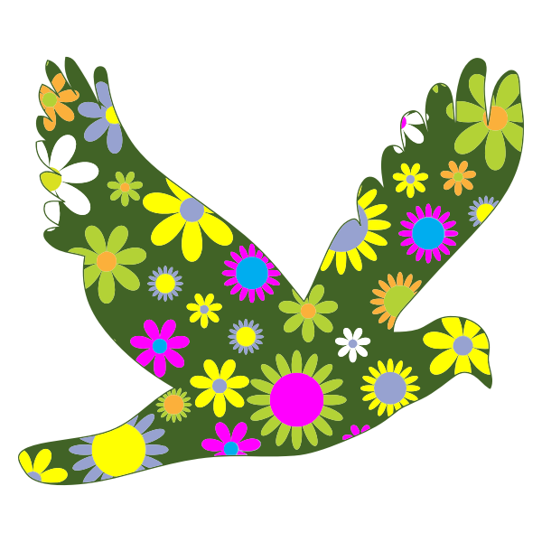 SVG Retro floral bird drawing
