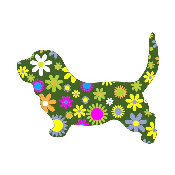 SVG Retro Floral Dog