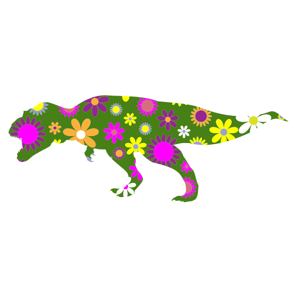 SVG Retro Floral Tyrannosaurus Rex