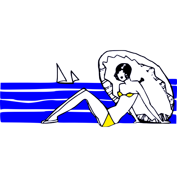 SVG Retro Girl in a Bikini - Colour