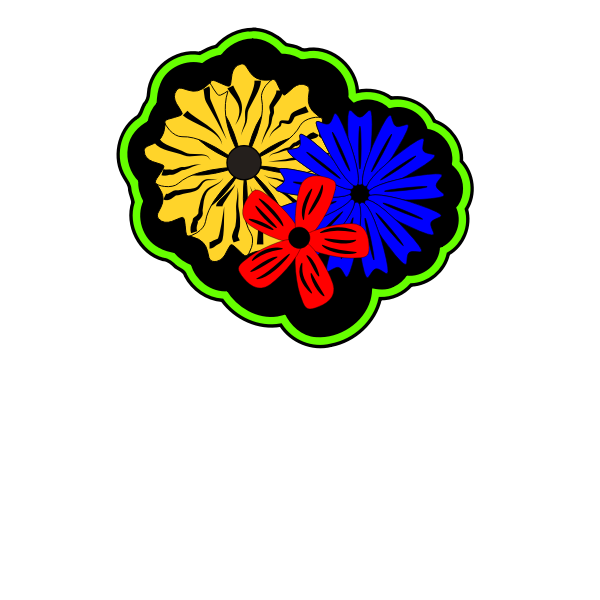 SVG Retro island flowers vector drawing