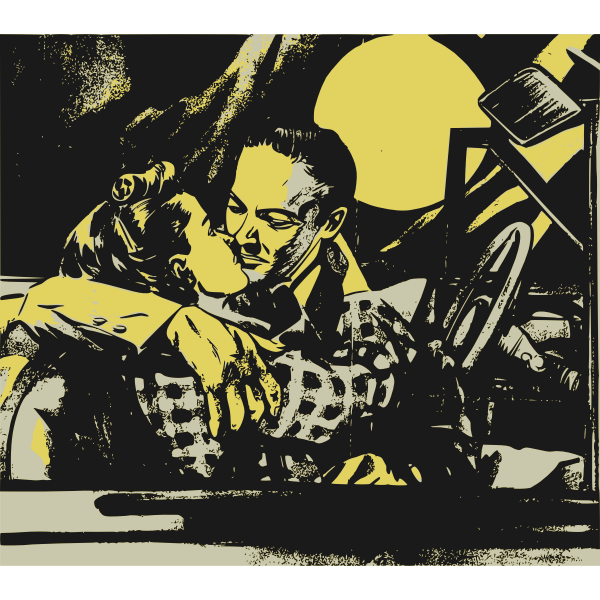 SVG Retro kissing couple