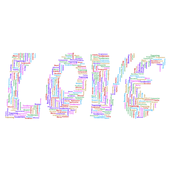 SVG Retro Love Typography Word Cloud Variation 2 No Background