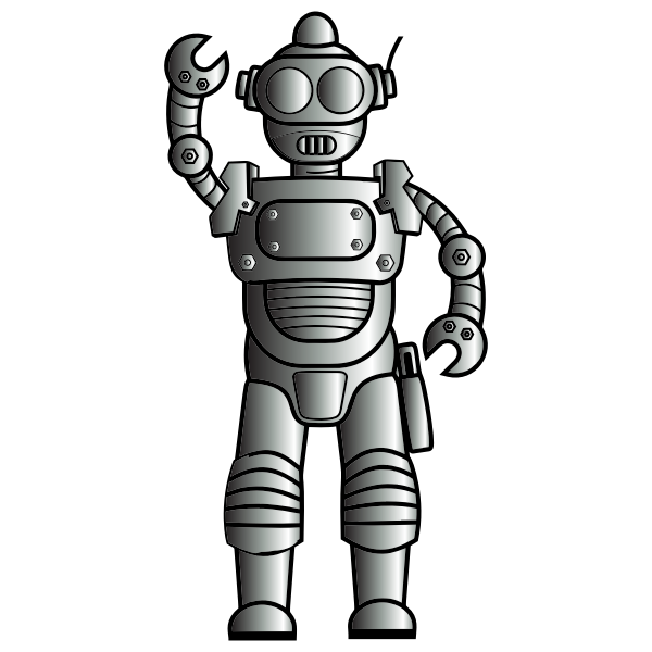 SVG Retro metallic robot line art