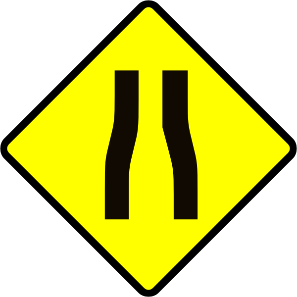 SVG Road narrows caution sign vector image