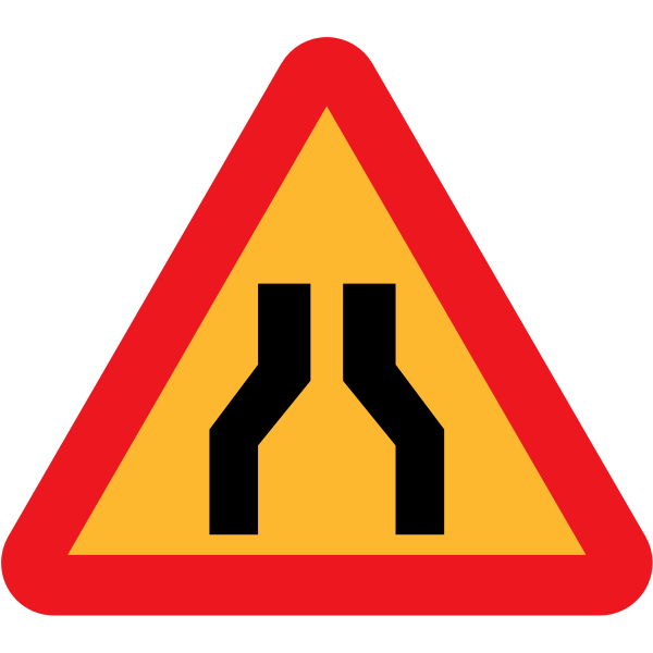 SVG Road narrows on both sides sign vector image