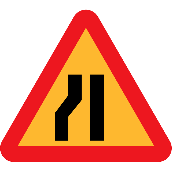 SVG Road narrows on left vector sign