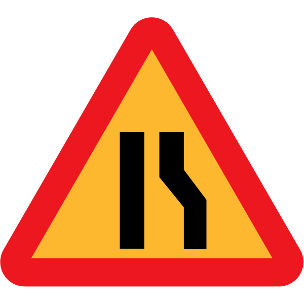 SVG Road narrows on right sign vector illustration