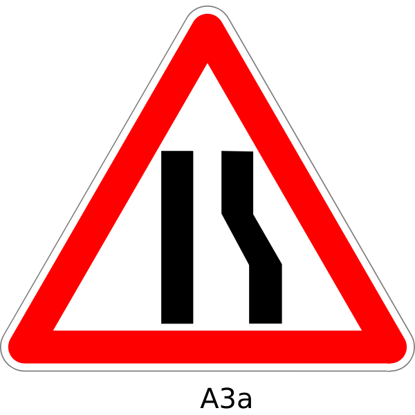 SVG Road width narrows sign vector
