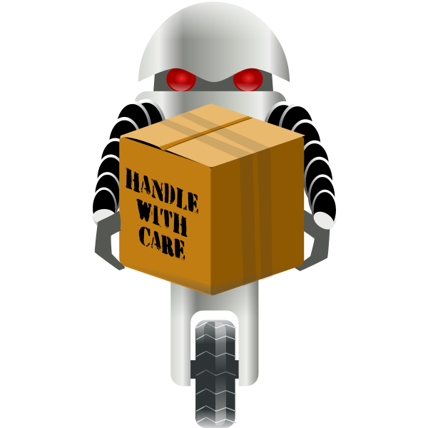 SVG Robot carrying fragile parcel vector illustration