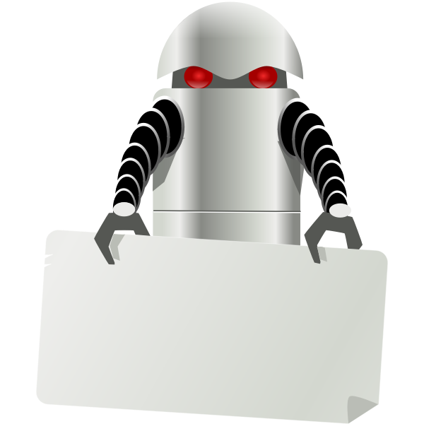 SVG Robot carrying noticeboard vector illustration