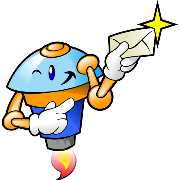 SVG Robot mascot delivering mail
