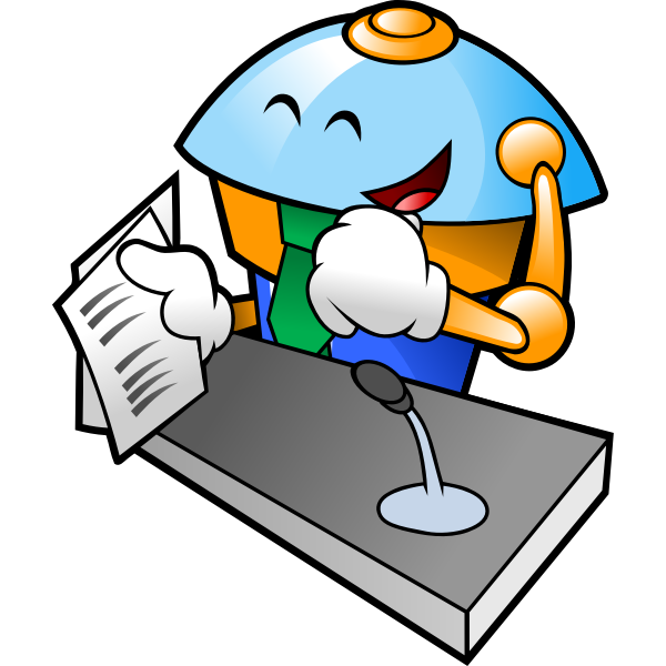 SVG Robot mascot reading news