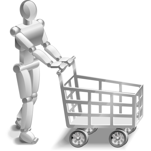 SVG Robot with a shopping trolley vector image