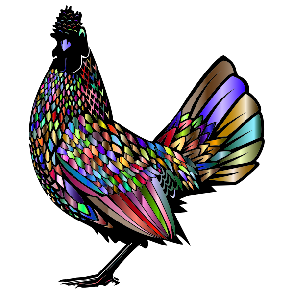 SVG Rooster silhouette with chromatic pattern