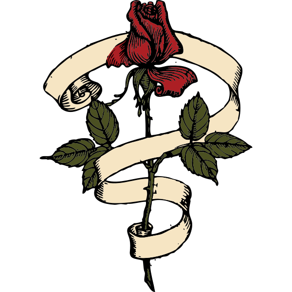 SVG Rose with scroll vector drawing