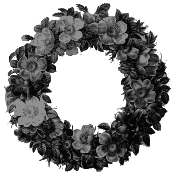 SVG rose wreath grayscale