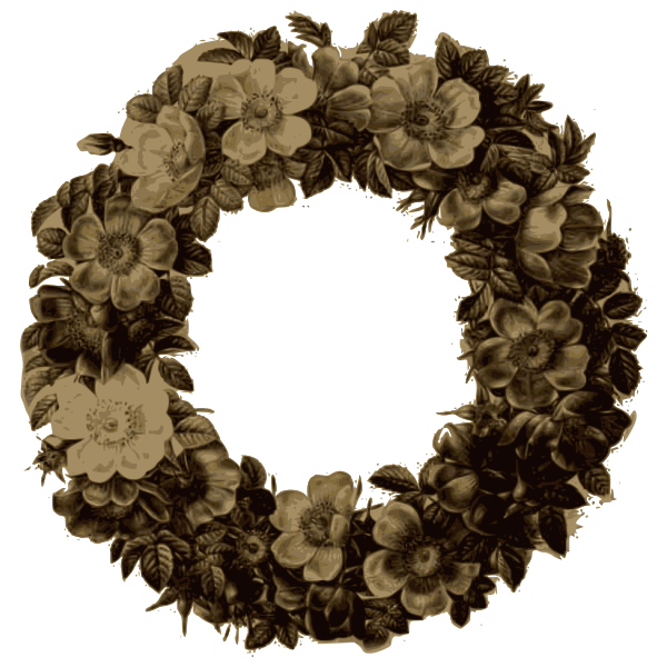 SVG rose wreath sepia