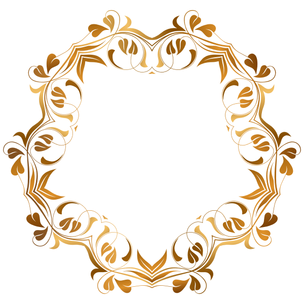 SVG Round flowery frame in golden style