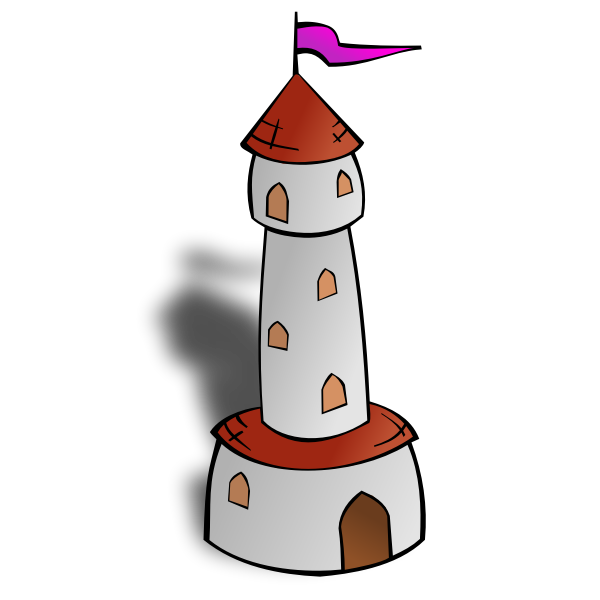 SVG Round Tower with Flag Vector