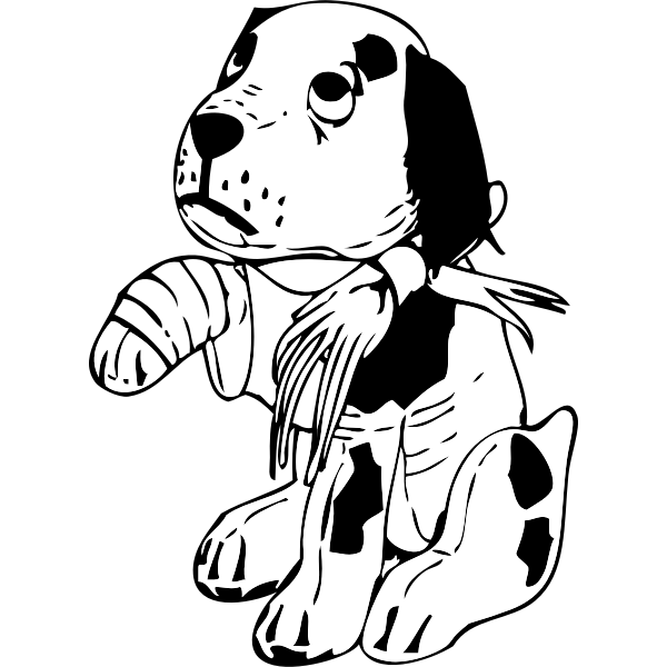 SVG Sad dog with a broken leg vector illustration