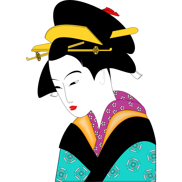 SVG Sad geisha with red lipstick
