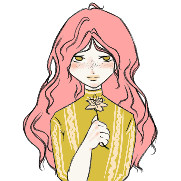 SVG Sad Girl Holding A Flower