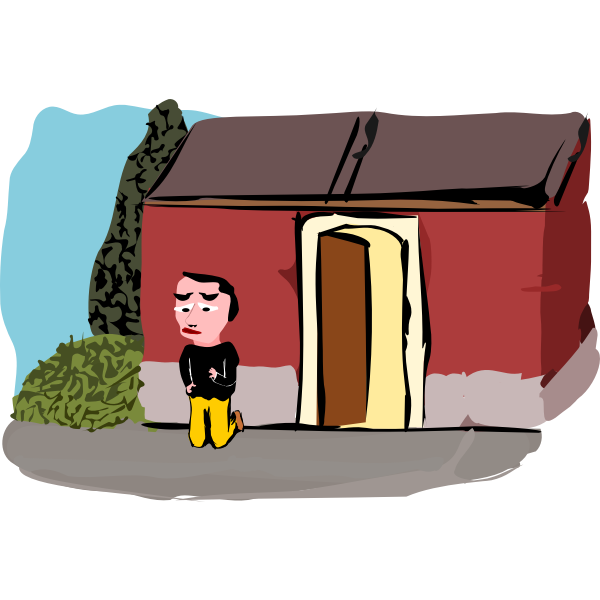 SVG sad man on his knees