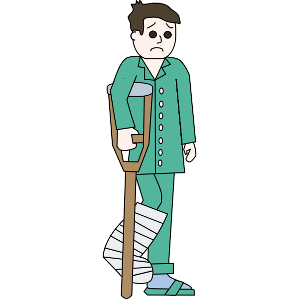 SVG Sad man with broken leg vector illustration