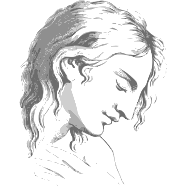 SVG Sad woman vector portrait