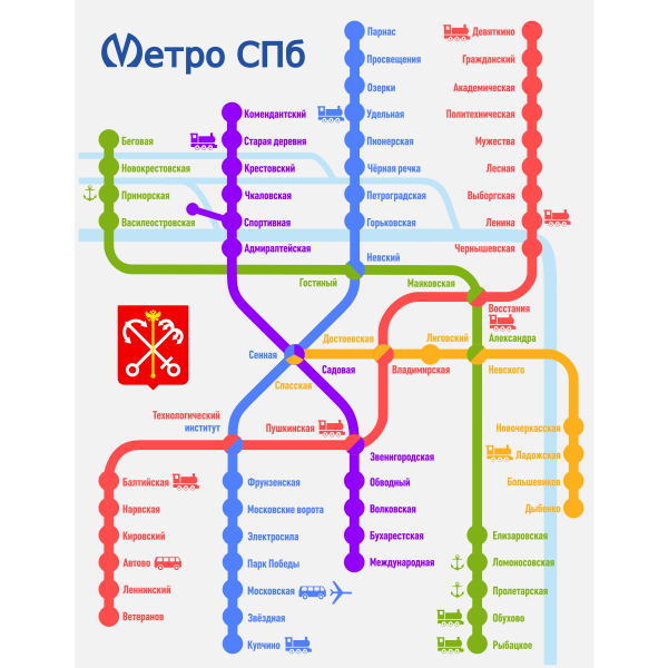 SVG Saint Petersburg Underground Railway Map