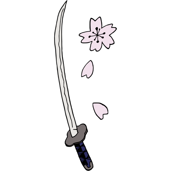 SVG Samurai sword and cherry blossoms