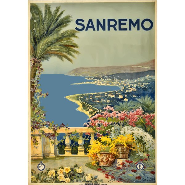 SVG Sanremo vintage travel pster