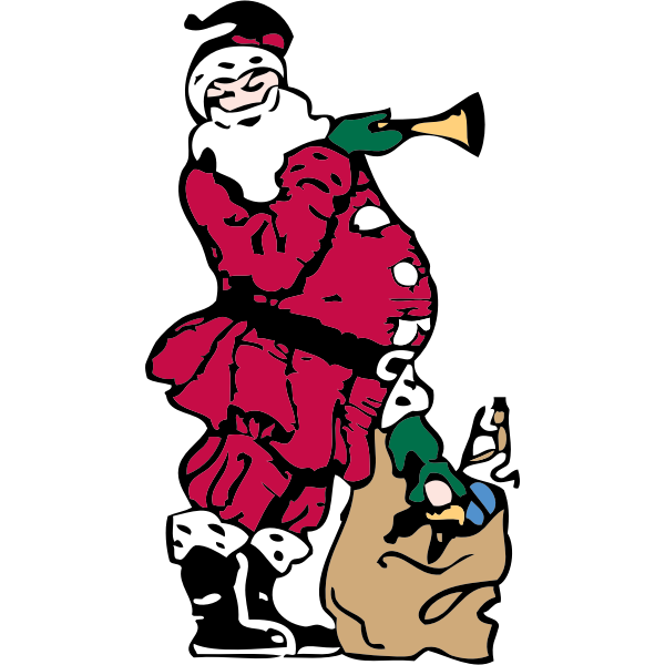 SVG Santa and his toy bag vector