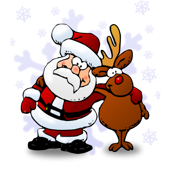 SVG Santa and raindeer color vector illustration
