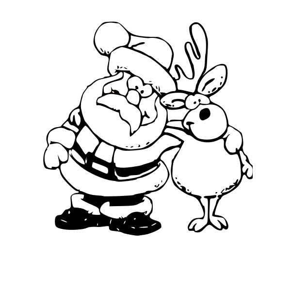 SVG Santa and raindeer coloring book vector illustration