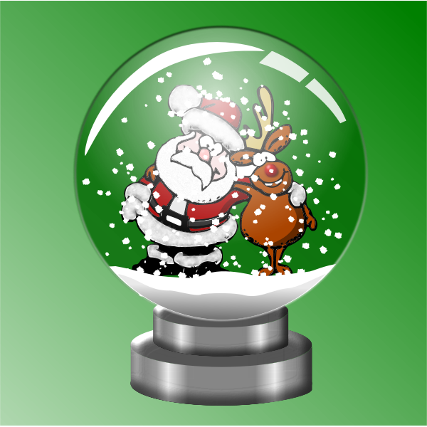 SVG Santa and raindeer in snow globe vector illustration