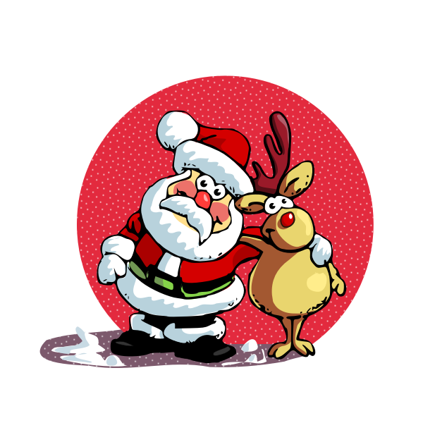 SVG Santa and raindeer in the sun vector drawing