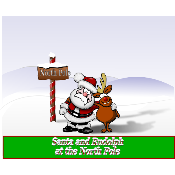 SVG Santa and Rudolph at the North Pole vector illustration