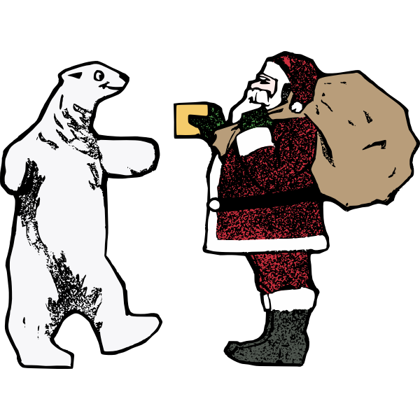 SVG Santa and the polar bear vector graphics